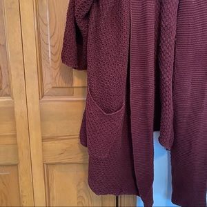 Lucky maroon knitted open sweater